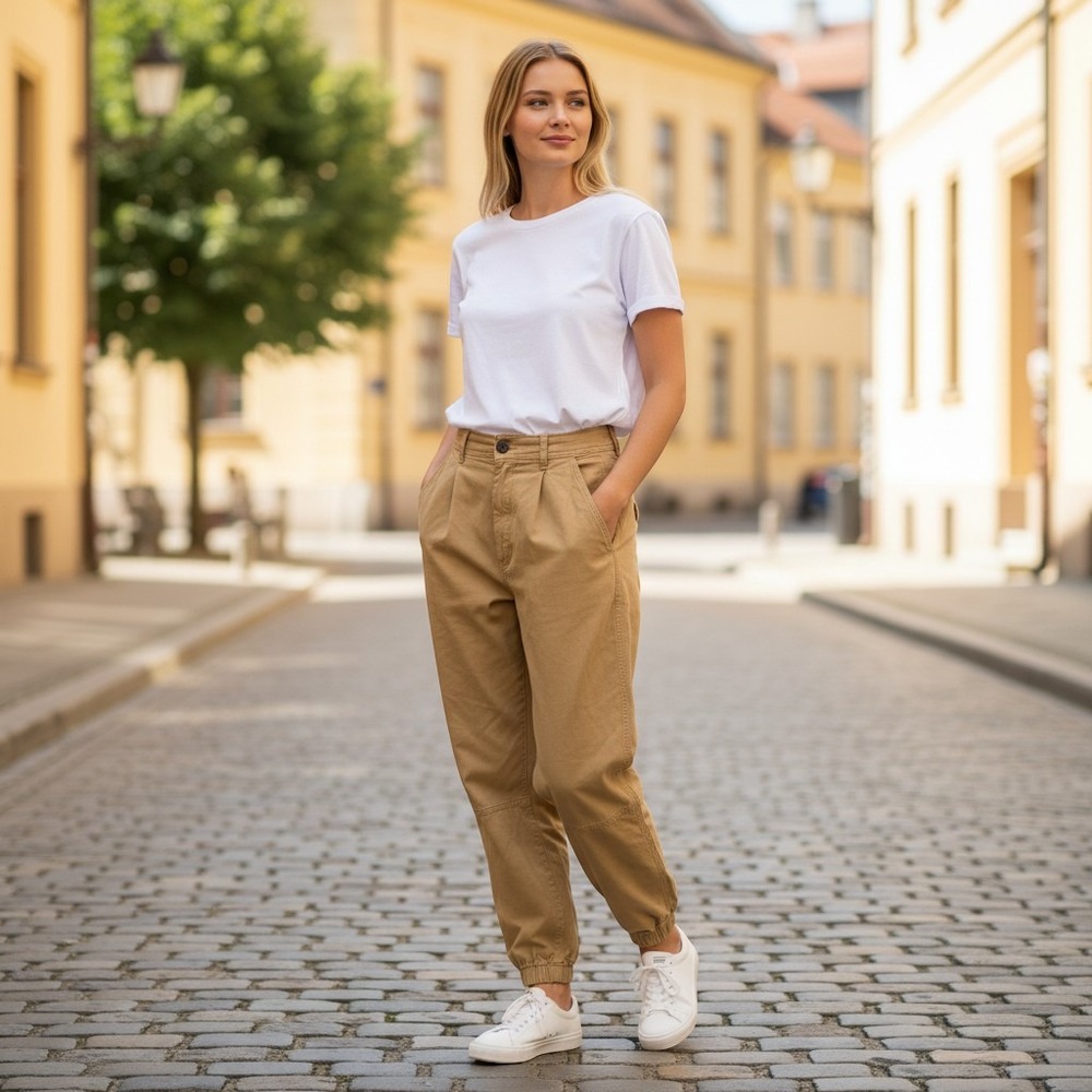 Everlane Tapered Utility Pants Womens 6 Tan Tencel Lyocell High Rise Trouser